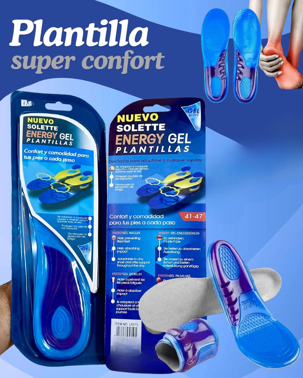 Plantilla Ortopedica De Gel - TAMAÑO: MEDIANO 36-41